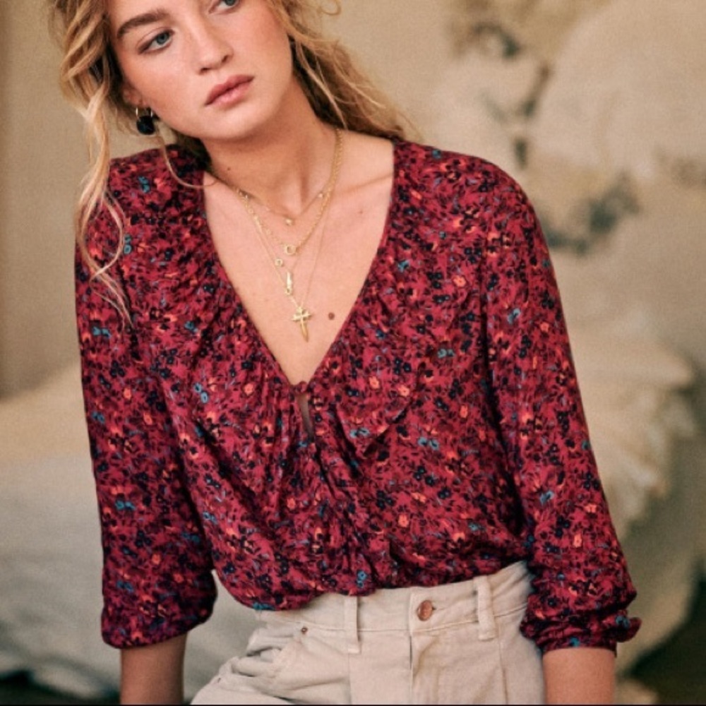 Sezane Floral Priscille Blouse Size FR38/ US6